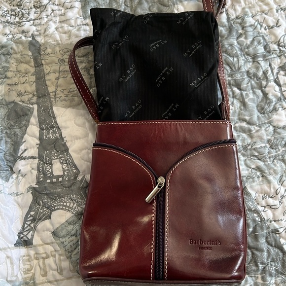 Genuine Leather made in Italy Burgundy crossbody bag - Picture 9 of 10